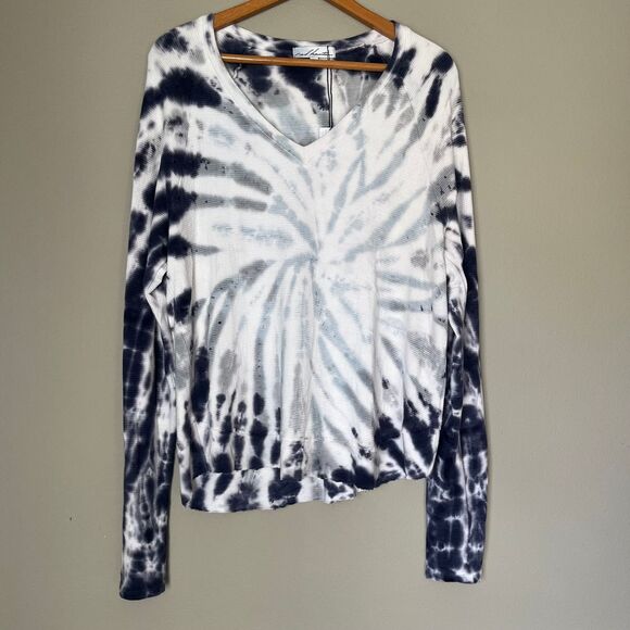 Red Haute Tie Dye Long Sleeve Shirt Size Large 70s Hippie Woodstock Timeless NWT - Picture 1 of 4